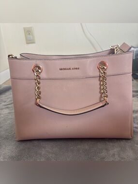Michael Kors Blush Pink Saffiano Leather Chain Tote Bag - Fair Condition